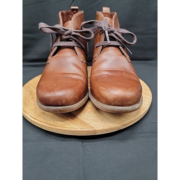 Clarks Artisian Brown Leather Booties Lace Up Size 8M - Picture 3 of 11